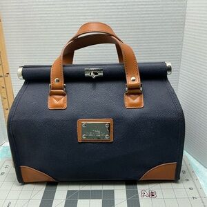 JM New York Blue and Brown Briefcase with Vintage Charm